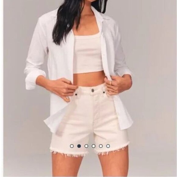 Abercrombie & Fitch Pants - NWT ABERCROMBIE & FITCH The Dad Short High Rise 22 Cream Ivory White